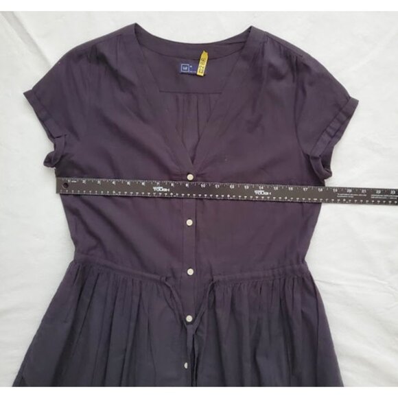 GAP Black Lightweight Button-Front Drawstring Waist Cotton Shirt Dress Size 4 - Picture 6 of 8